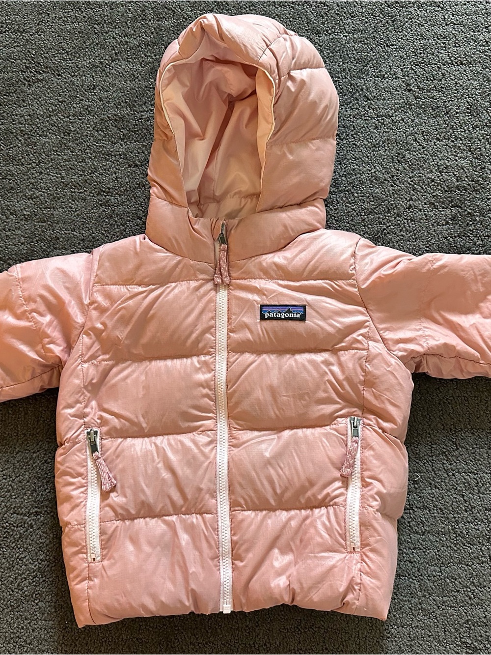 Patagonia Light Pink Hooded Puffer Coat